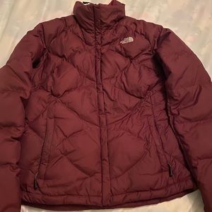 North face burgundy puffer